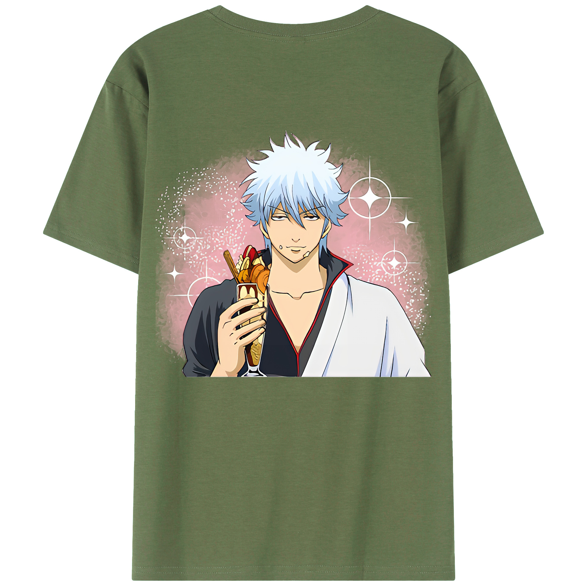 （画像用） ぎんたま 坂田銀時（さかたぎんとき） 神楽 志村新八（しむら しんぱち） GINTAMA Sakata Gintoki Kagura Shimura Shinpachi 綿100％ メンズ半袖Tシャツ（バックプリント） 通気性